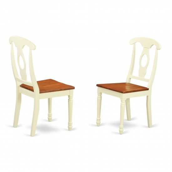 3 Pc Set, Round Kitchen Table, 2 Wood Dinette Chairs In Buttermilk, Cherry .