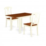 3Pc Dining Set, A Table, 2 Kitchen Chairs, Hard Wood Seat, Napoleon Back, Buttermilk, Cherry