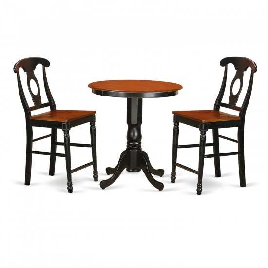 3 Pc Dining Counter Height Set-Pub Table And 2 Dining Chairs, Black & Cherry