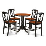 5 Pc Dining Counter Height Set - High Top Table And 4 Dining Chairs