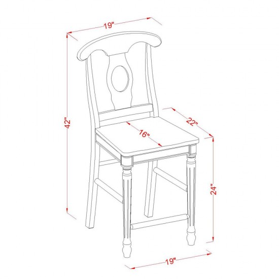 5 Pc Dining Counter Height Set - High Top Table And 4 Dining Chairs