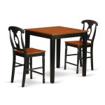 3 Pc Counter Height Dining Set, Counter Height Table, 2 Counter Height Stool, Black & Cherry