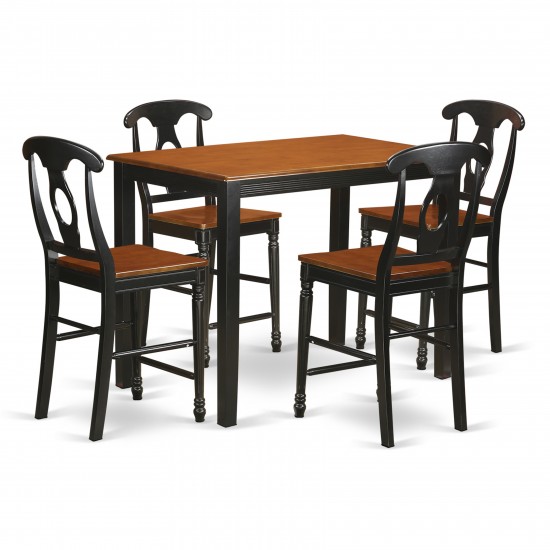 5 Pc Counter Height Table, Chair Set - High Top Table, 4 Bar Stools