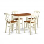 5 Pc Counter Height Dining Set-Pub Table, 4 Kitchen Bar Stool, Buttermilk & Cherry