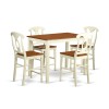 5 Pc Counter Height Dining Set-Pub Table, 4 Kitchen Bar Stool, Buttermilk & Cherry