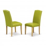 5Pc Square 36" Table, Four Parson Chair, Oak Leg, Pu Leather Color Autumn Green