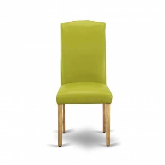 5Pc Square 36" Table, Four Parson Chair, Oak Leg, Pu Leather Color Autumn Green