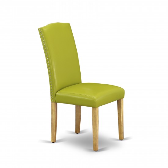 5Pc Square 36" Table, Four Parson Chair, Oak Leg, Pu Leather Color Autumn Green