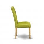 5Pc Square 36" Table, Four Parson Chair, Oak Leg, Pu Leather Color Autumn Green