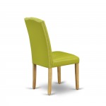 5Pc Square 36" Table, Four Parson Chair, Oak Leg, Pu Leather Color Autumn Green