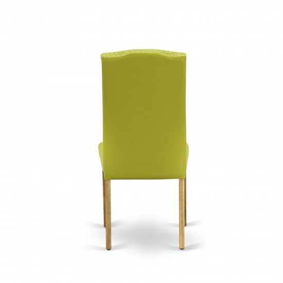 5Pc Square 36" Table, Four Parson Chair, Oak Leg, Pu Leather Color Autumn Green