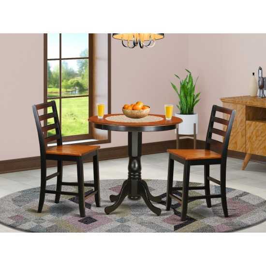 3 Pc Counter Height Set - High Table And 2 Kitchen Chairs