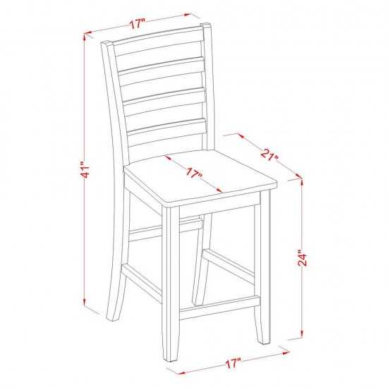 3 Pc Counter Height Set - High Table And 2 Kitchen Chairs