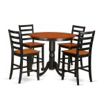 5 Pc Pub Table Set - Kitchen Dinette Table And 4 Bar Stools