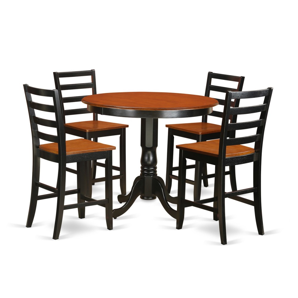 5 Pc Pub Table Set - Kitchen Dinette Table And 4 Bar Stools