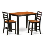 3 Pc Counter Height Pub Set-Pub Table And 2 Kitchen Dining Chairs