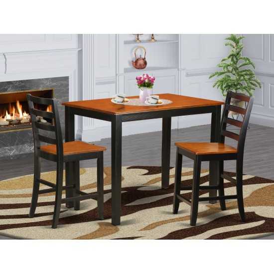 3 Pc Counter Height Pub Set-Pub Table And 2 Kitchen Dining Chairs