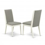 5Pc Dining Set- 4 Parson Chairs, Round Table Solid Wood Structure -High Back & Linen White Finish