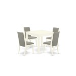 5Pc Dining Set4 Parson Chairs, Rectangle Wood Table Solid Wood Frame -High Back & Linen White Finish
