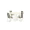 5Pc Dining Set4 Parson Chairs, Rectangle Wood Table Solid Wood Frame -High Back & Linen White Finish