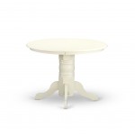 5Pc Kitchen Dining Set- 4 Parson Chairs, Round Table Hardwood Frame -High Back & Linen White Finish