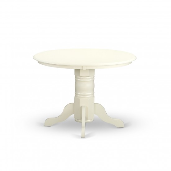 5Pc Kitchen Dining Set- 4 Parson Chairs, Round Table Hardwood Frame -High Back & Linen White Finish