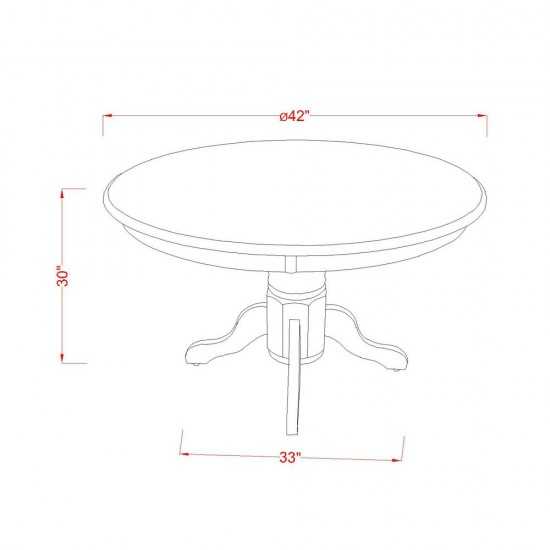 5Pc Kitchen Dining Set- 4 Parson Chairs, Round Table Hardwood Frame -High Back & Linen White Finish