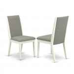 5Pc Kitchen Dining Set- 4 Parson Chairs, Round Table Hardwood Frame -High Back & Linen White Finish
