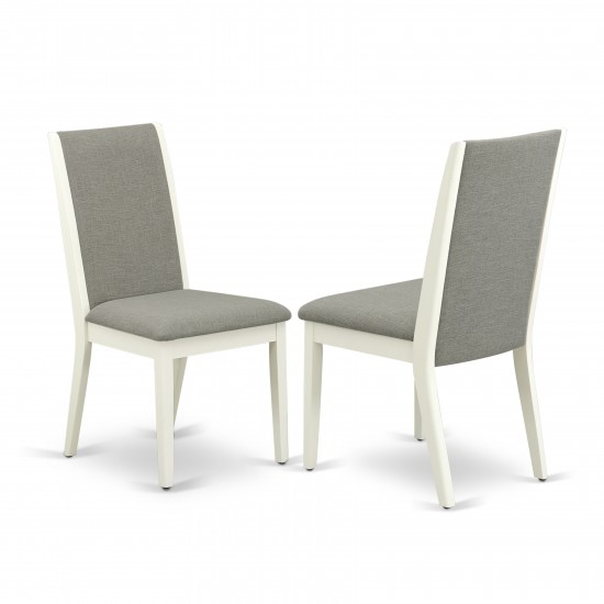 5Pc Kitchen Dining Set- 4 Parson Chairs, Round Table Hardwood Frame -High Back & Linen White Finish