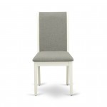 5Pc Kitchen Dining Set- 4 Parson Chairs, Round Table Hardwood Frame -High Back & Linen White Finish
