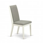 5Pc Kitchen Dining Set- 4 Parson Chairs, Round Table Hardwood Frame -High Back & Linen White Finish