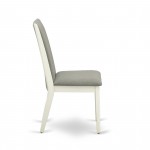 5Pc Kitchen Dining Set- 4 Parson Chairs, Round Table Hardwood Frame -High Back & Linen White Finish