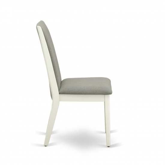 5Pc Kitchen Dining Set- 4 Parson Chairs, Round Table Hardwood Frame -High Back & Linen White Finish