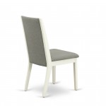 5Pc Kitchen Dining Set- 4 Parson Chairs, Round Table Hardwood Frame -High Back & Linen White Finish