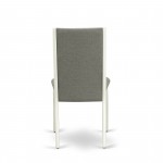 5Pc Kitchen Dining Set- 4 Parson Chairs, Round Table Hardwood Frame -High Back & Linen White Finish