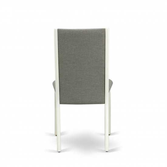 5Pc Kitchen Dining Set- 4 Parson Chairs, Round Table Hardwood Frame -High Back & Linen White Finish