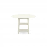 3-Pc Kitchen Dinette Set, Round Dining Table, Two Shelves, 2 Dining Chairs, Shitake Dining Chairs Seat, Linen White