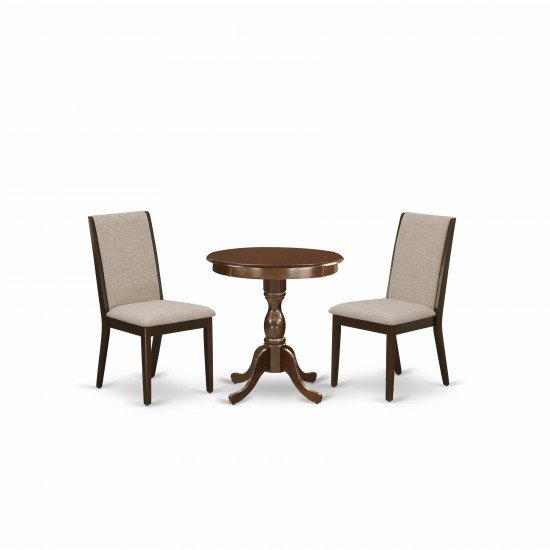 3-Pc Dinette Set 2 Kitchen Chairs And 1 Modern Kitchen Table (Mahogany Finish)