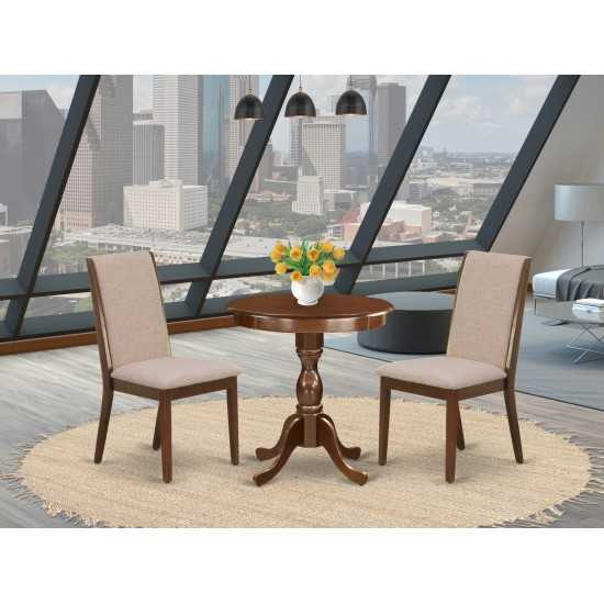 3-Pc Dinette Set 2 Kitchen Chairs And 1 Modern Kitchen Table (Mahogany Finish)