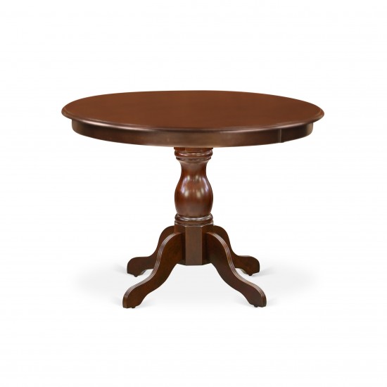 5 Pc Kitchen Set, Mahogany Round Dining Table, 4 Light Tan Kitchen Chairs, High Back, Mahogany Finish