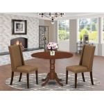 3-Pc Kitchen Set, Round Breakfast Table, 2 Kitchen Chairs, Mahogany