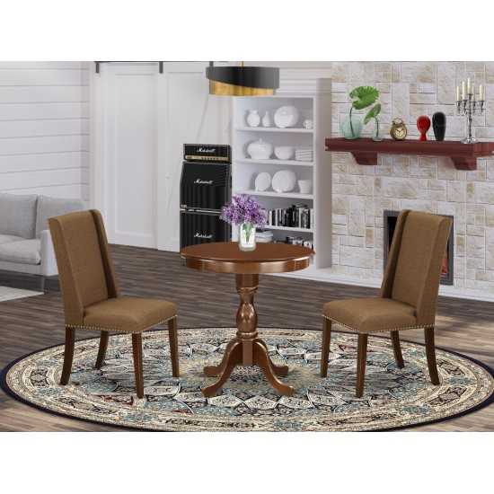 3-Pc Dining Table Set 2 Kitchen Chairs And 1 Dining Room Table (Mahogany)