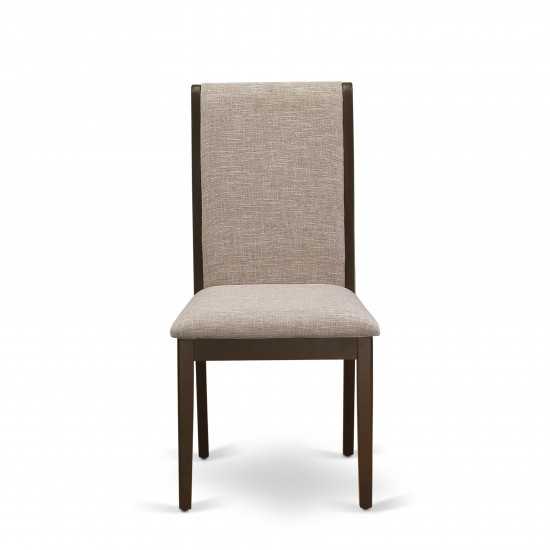 5Pc Kitchen Set4 Upholstered Dining Chairs, Wood Table Hardwood Frame -High Back & Mahogany Finish