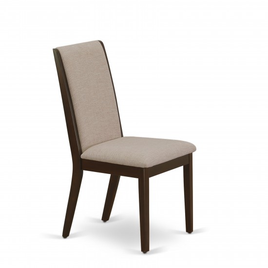 5Pc Kitchen Set4 Upholstered Dining Chairs, Wood Table Hardwood Frame -High Back & Mahogany Finish