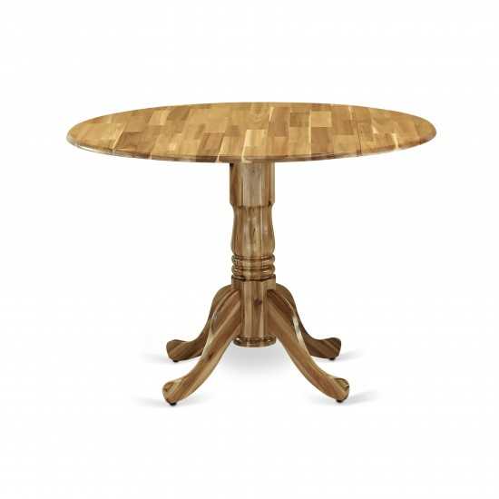 3Pc Round Dining Set, Living Table, 2 Chairs, Grey Upholstered Chairs Seat, Rubber Wood Legs, Natural