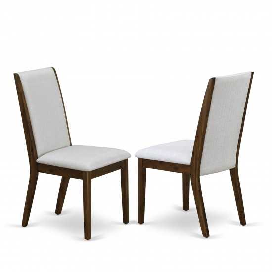 3Pc Round Dining Set, Living Table, 2 Chairs, Grey Upholstered Chairs Seat, Rubber Wood Legs, Natural