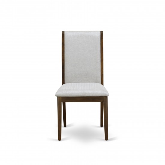 3Pc Round Dining Set, Living Table, 2 Chairs, Grey Upholstered Chairs Seat, Rubber Wood Legs, Natural