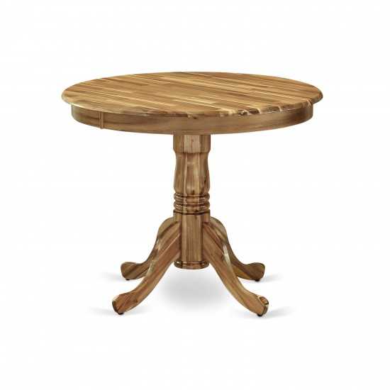 5Pc Dining Set Included A Round Dinner Table & 4 Chairs, Clay Parson Chairs Seat, Rubber Wood Legs, Natural Finish