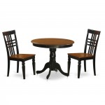 3 Pc Kitchen Table Set With A Table And 2 Dining Chairs In Black And Cherry