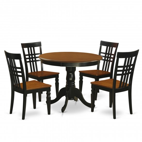 5 Pc Dining Room Set With A Table And 4 Dining Chairs In Black And Cherry